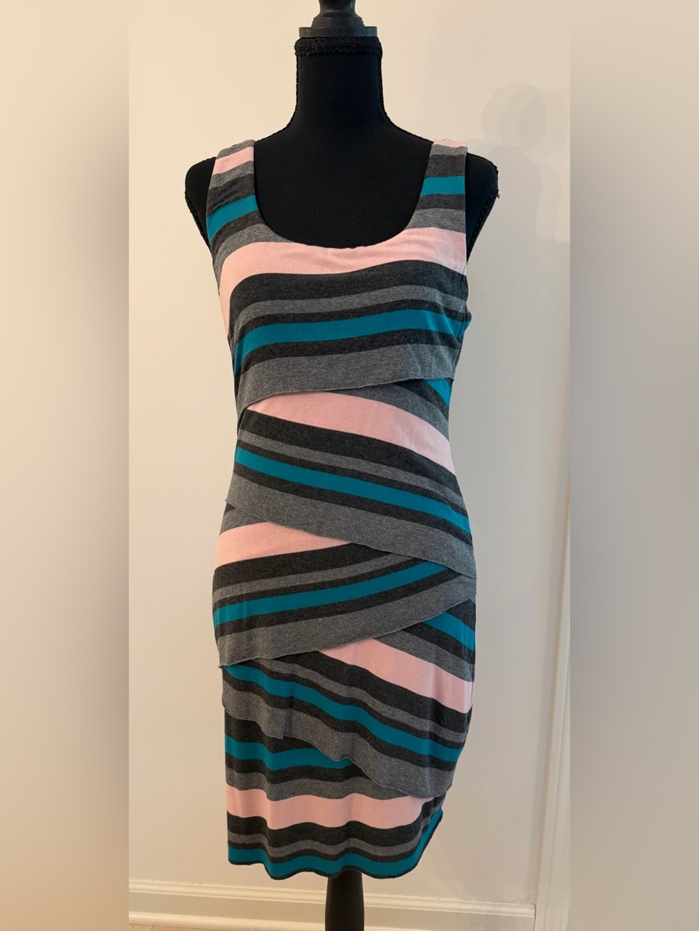 Anthropologie Bailey 44 Frontera Body Con Tiered Stripe Slim Mini Dress M